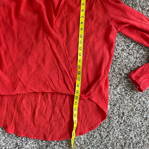 Free People S Red Gauzy Wrap Check On It Blouse Top - Picture 10 of 12